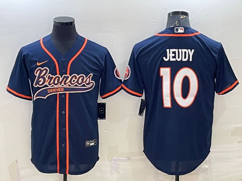 Men Denver Broncos #10 Jeudy Blue 2022 Nike Co branded NFL Jersey->women mlb jersey->Women Jersey